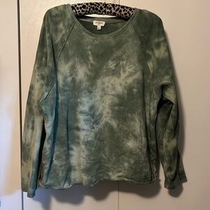 Umgee French Terry Green Tie-Dye Top